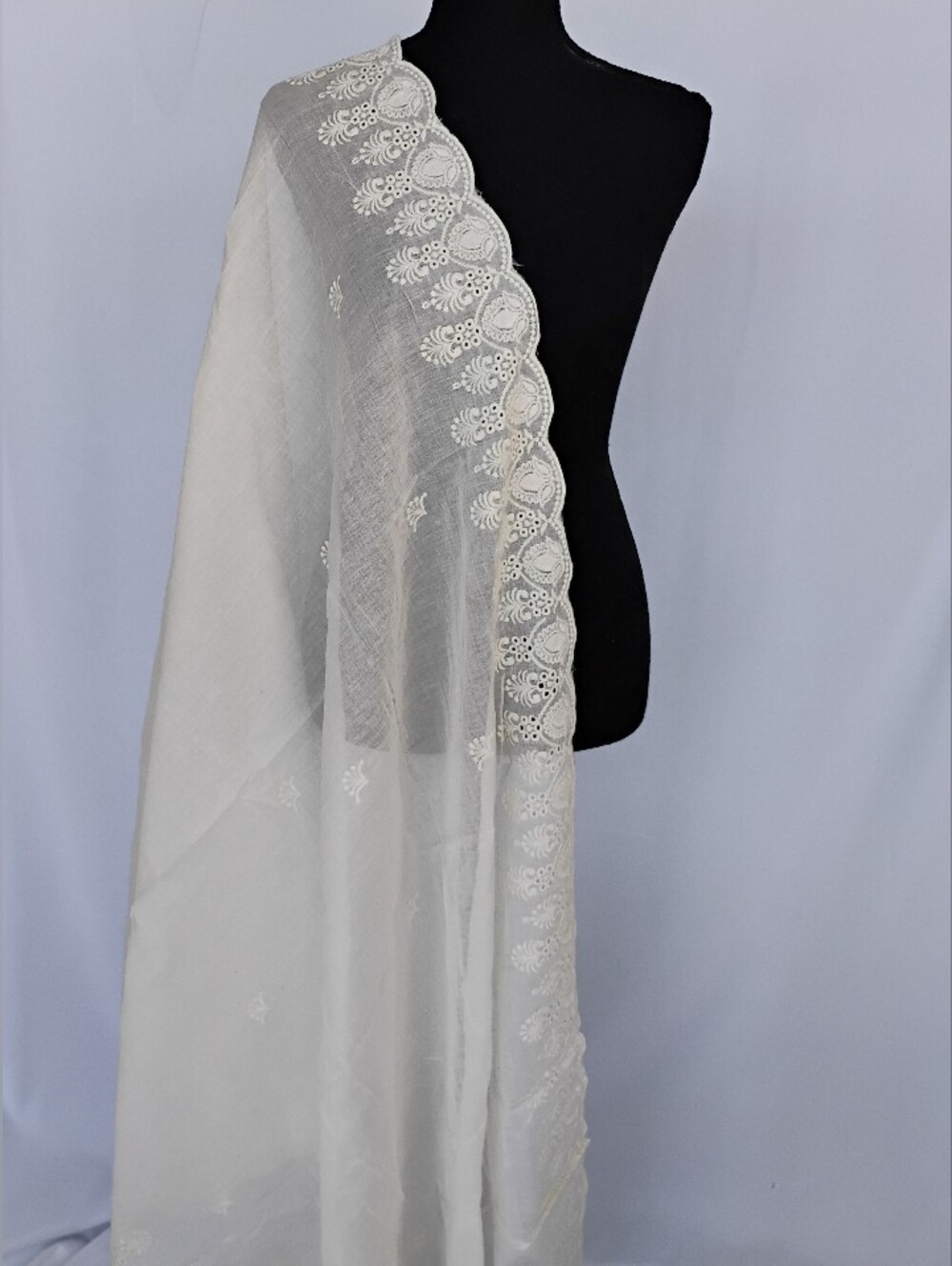 Elegant Cotton Off White  Embroidered Dupatta